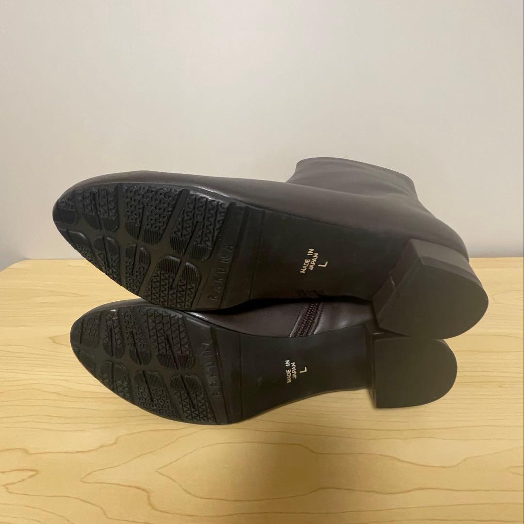 L(24〜24.5cm) RAKUNA ショートブーツ 整体 ダークブラウン