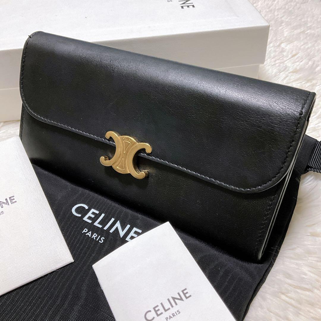 付属品完備♡美品♡CELINE セリーヌ トリオンフ 長財布 ブラック フラップ