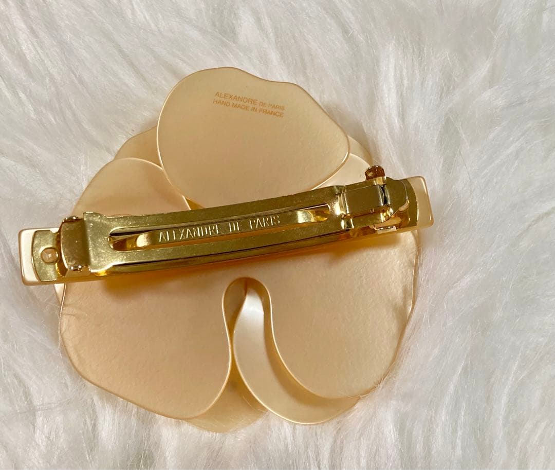 美品 貴重 アレクサンドルドゥパリ パレッタ 9cm花 ベージュ ゴールド