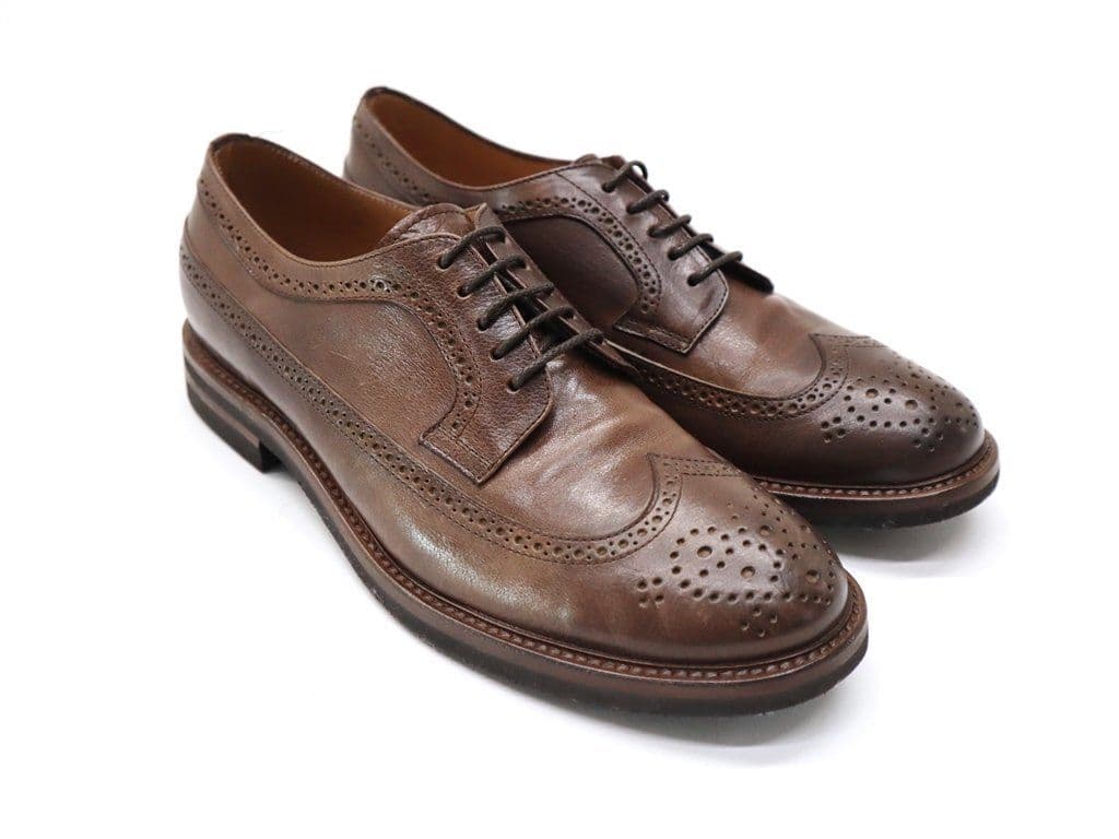 ■新品24万!ブルネロクチネリ／カーフレザーダービーシューズ 44（29cm）茶