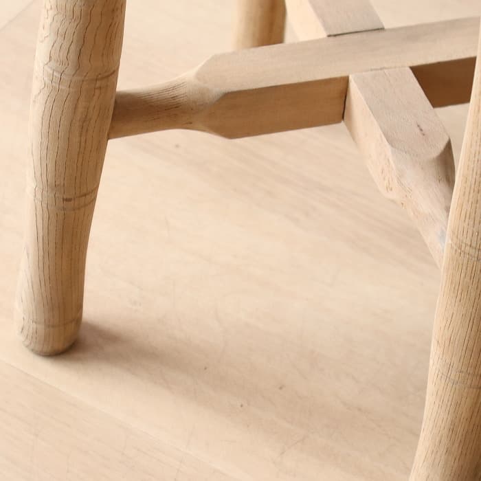 Aアンティーク 木製 無塗装 無垢材 丸スツール 古家具 ブナ タモ