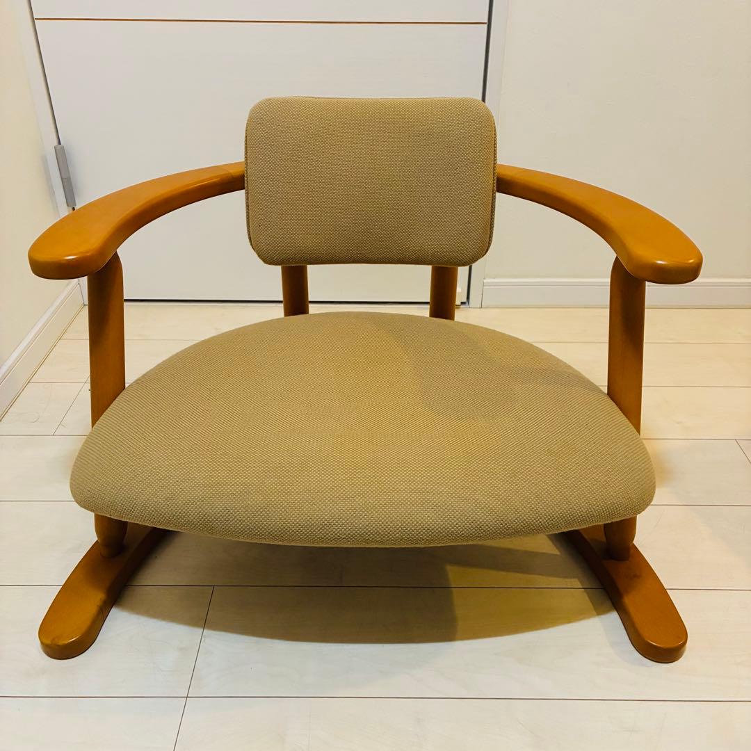 【状態良好】福竹産業 無限工房 かに座椅子 天然木 低座椅子 介護椅子