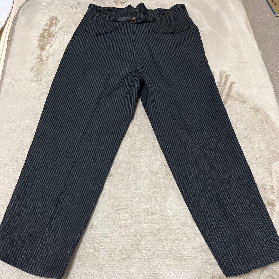 40s ユーロヴィンテージ ストライプスラックス ブラック
