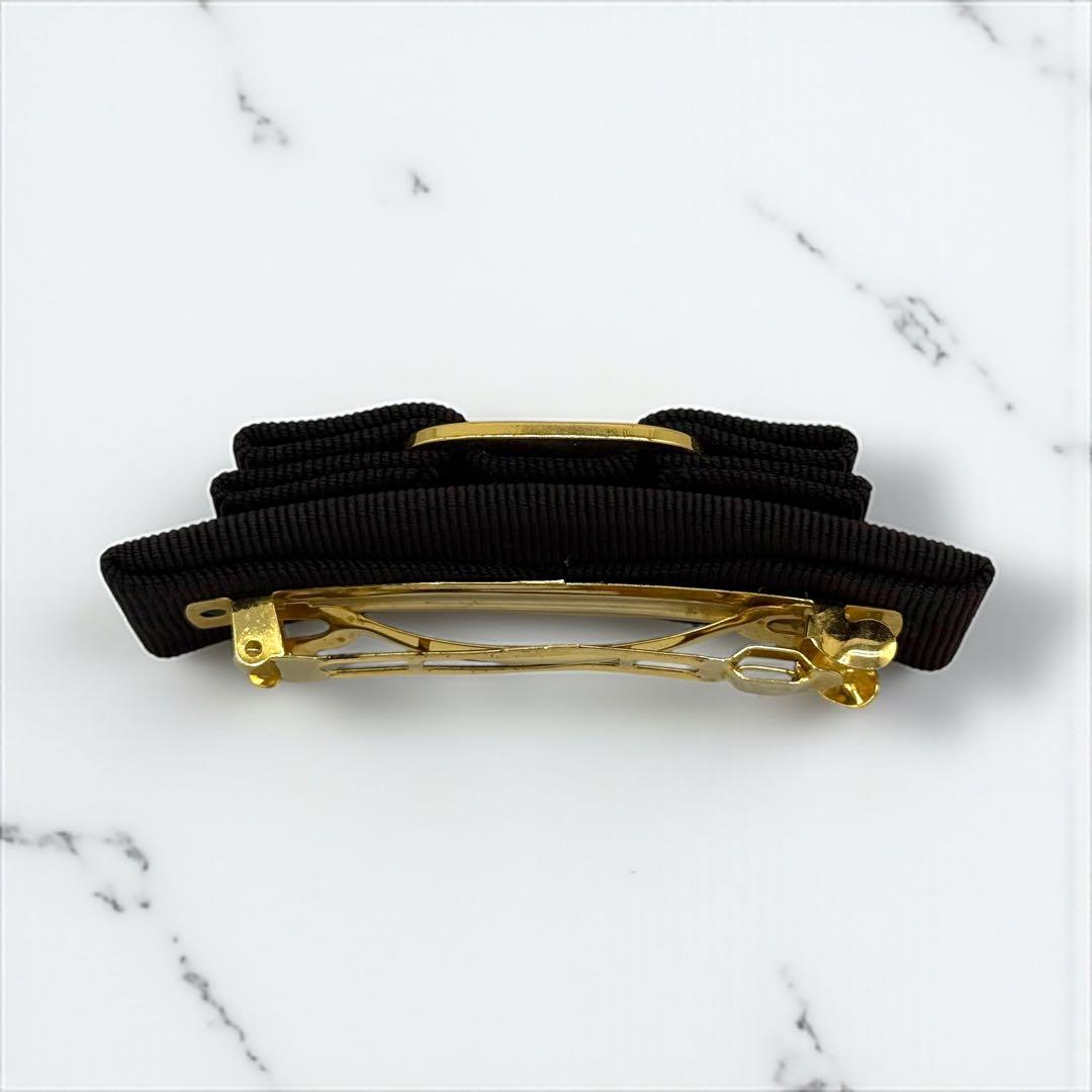 【美品】サルヴァトーレフェラガモ ヴァラリボン バレッタ　ダークブラウン