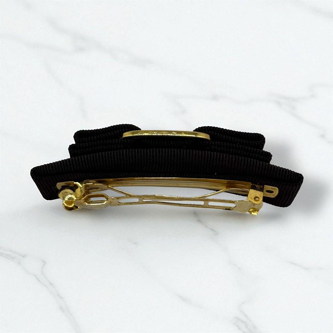 【美品】サルヴァトーレフェラガモ ヴァラリボン バレッタ　ダークブラウン