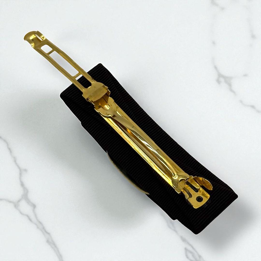 【美品】サルヴァトーレフェラガモ ヴァラリボン バレッタ　ダークブラウン