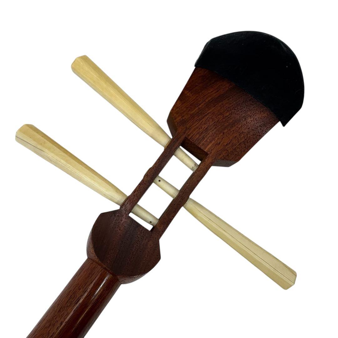 地唄三味線 紫檀 中棹 五厘大胴丸打胴 山サワリ 布袋付