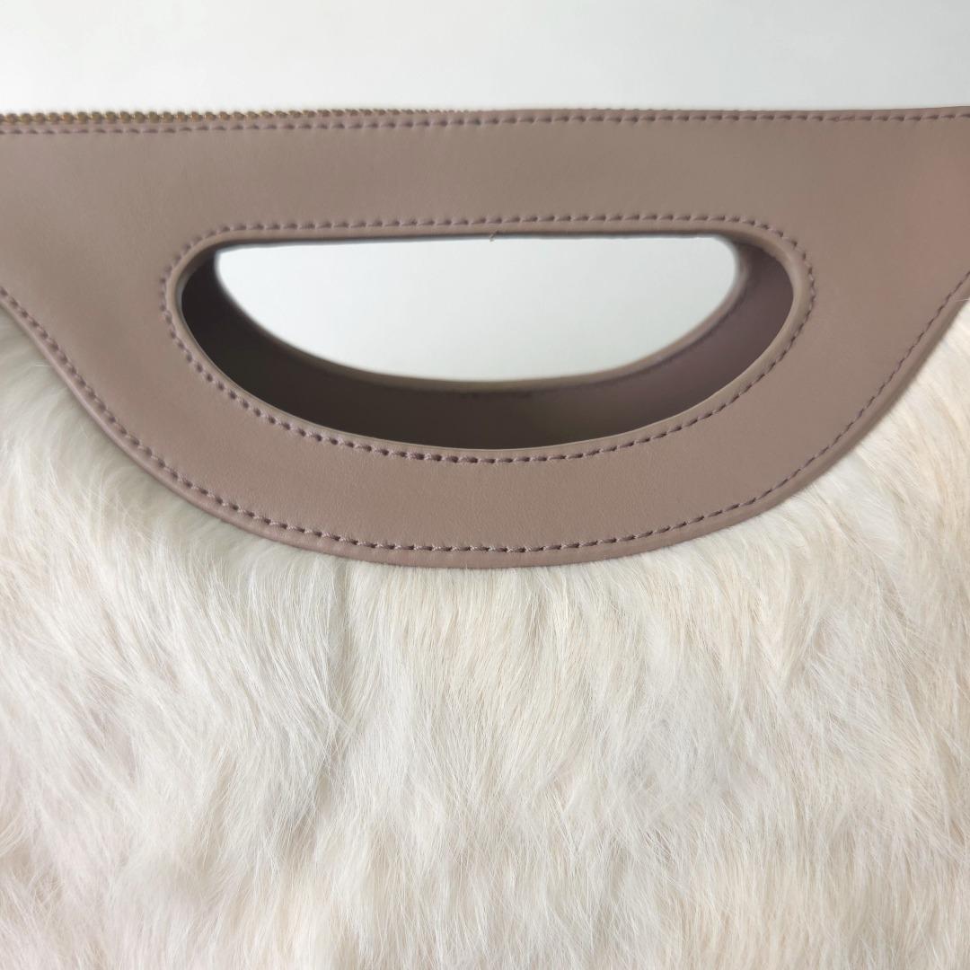 ペリーコ　アネッリ　ファー×レザー　ハンドバッグ　鞄　ベージュ　パーティー