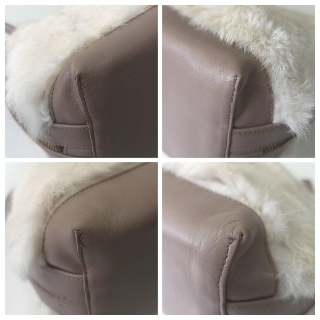 ペリーコ　アネッリ　ファー×レザー　ハンドバッグ　鞄　ベージュ　パーティー