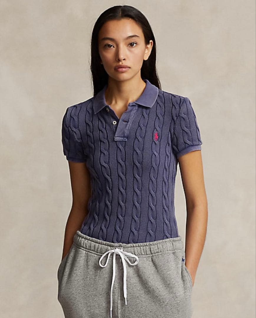 【新品タグ付き‼️】ポロラルフローレン　ケーブルニットポロシャツ