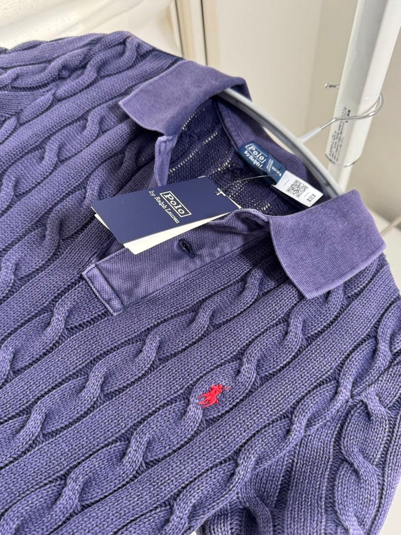 【新品タグ付き‼️】ポロラルフローレン　ケーブルニットポロシャツ