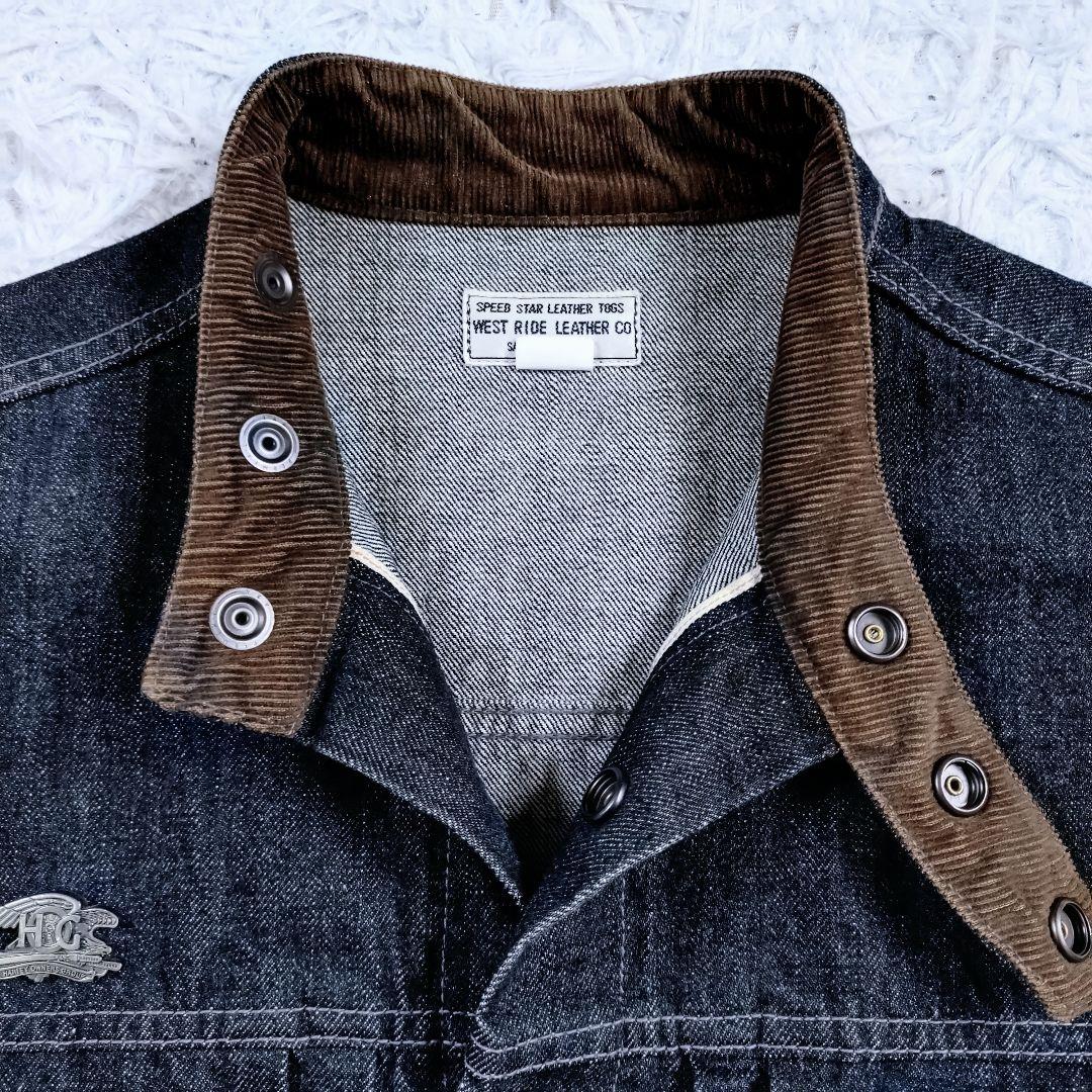 【レア高】WEST RIDE LEATHER CO　バイカーベスト　デニム　黒