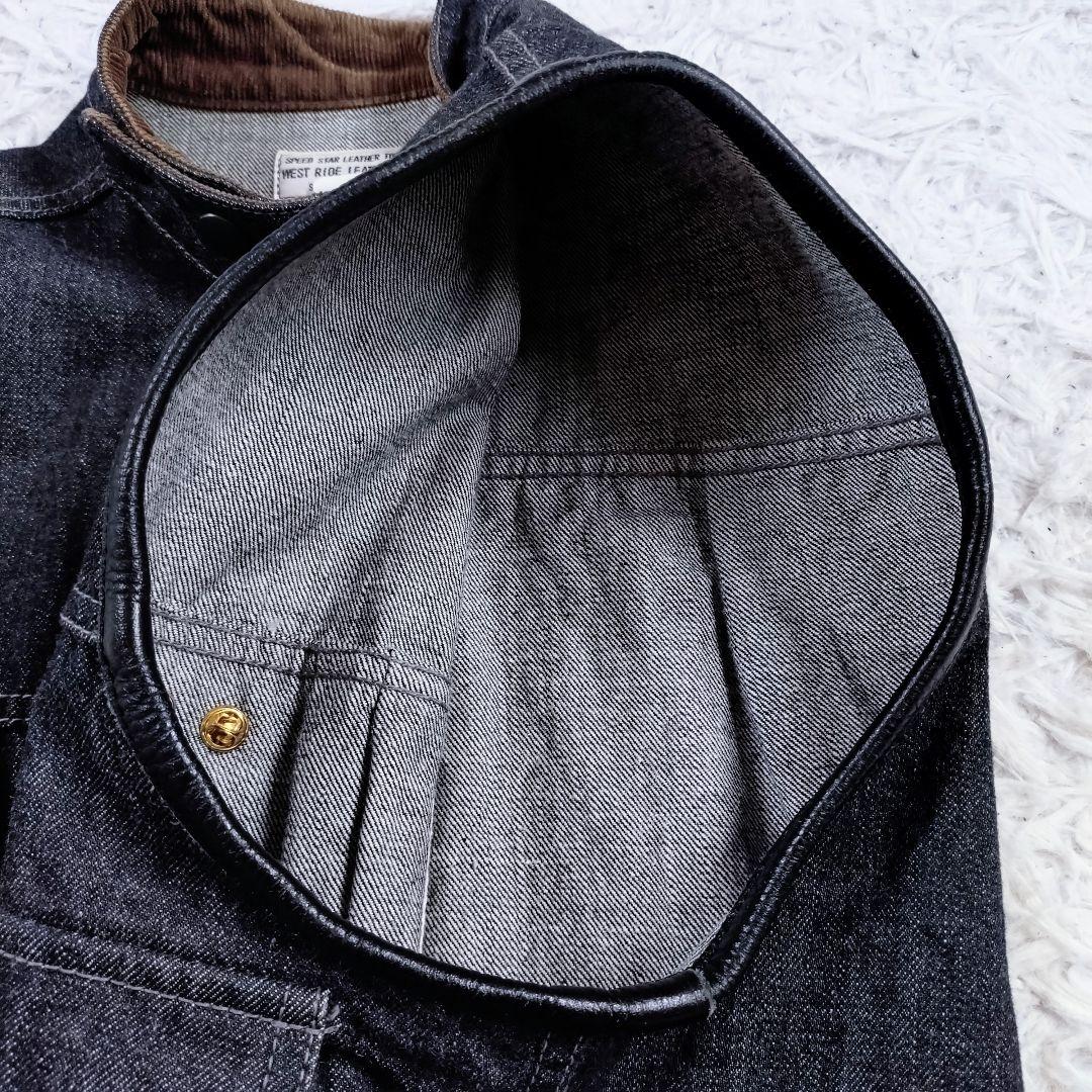 【レア高】WEST RIDE LEATHER CO　バイカーベスト　デニム　黒