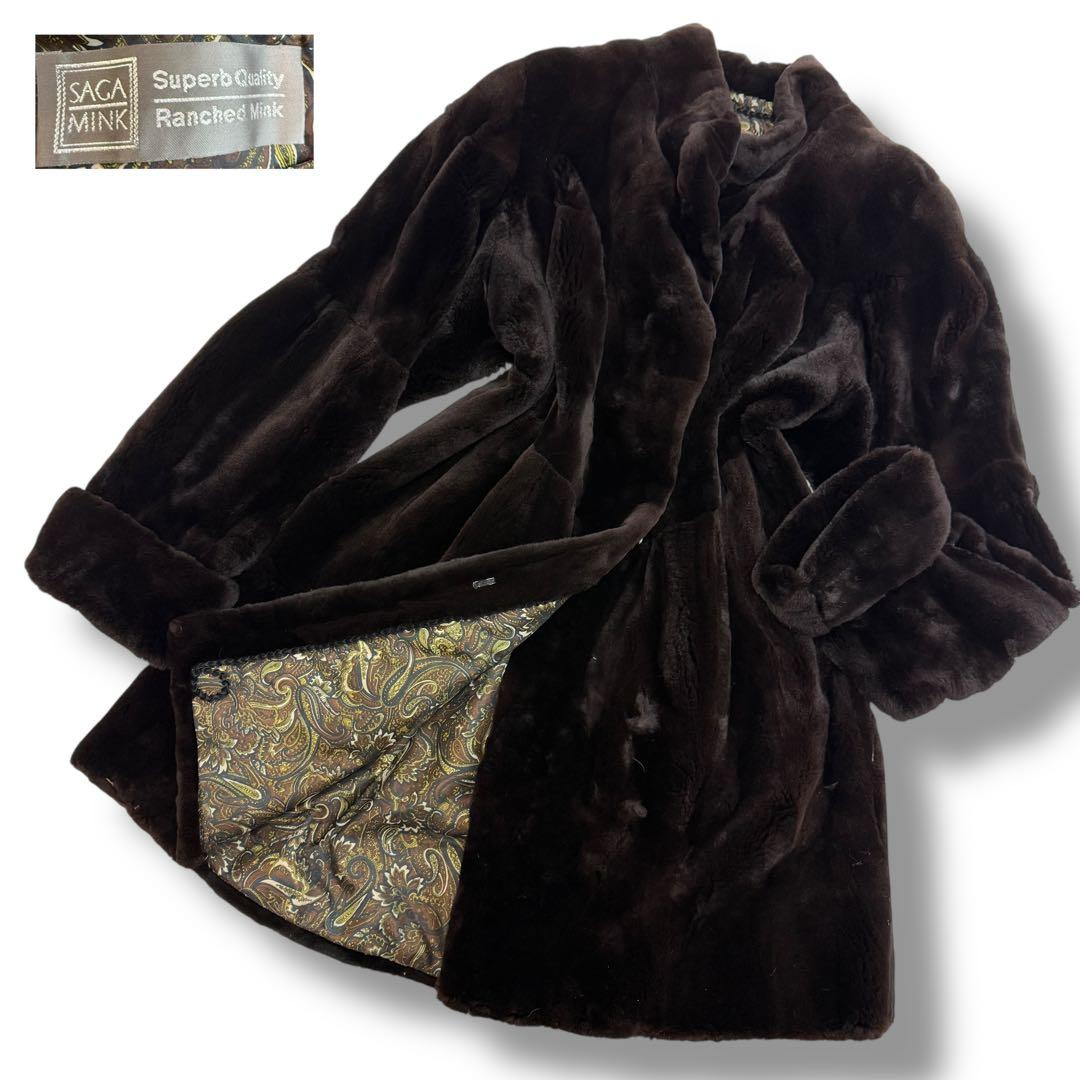 サガミンク 1999 毛皮 リアルファーコート シェアードミンク　ペイズリー柄