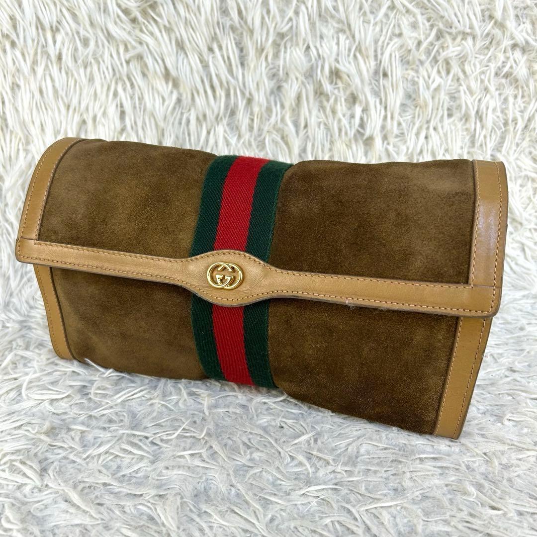 GUCCI クラッチバッグ シェリーライン インターロッキング 総柄 スエード