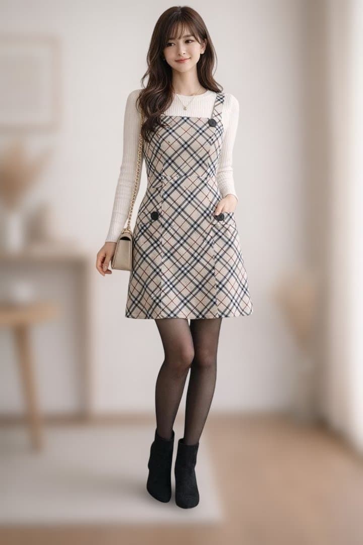 希少バーバリーブルーレーベル　ワンピース　ノバチェック ベージュ　36