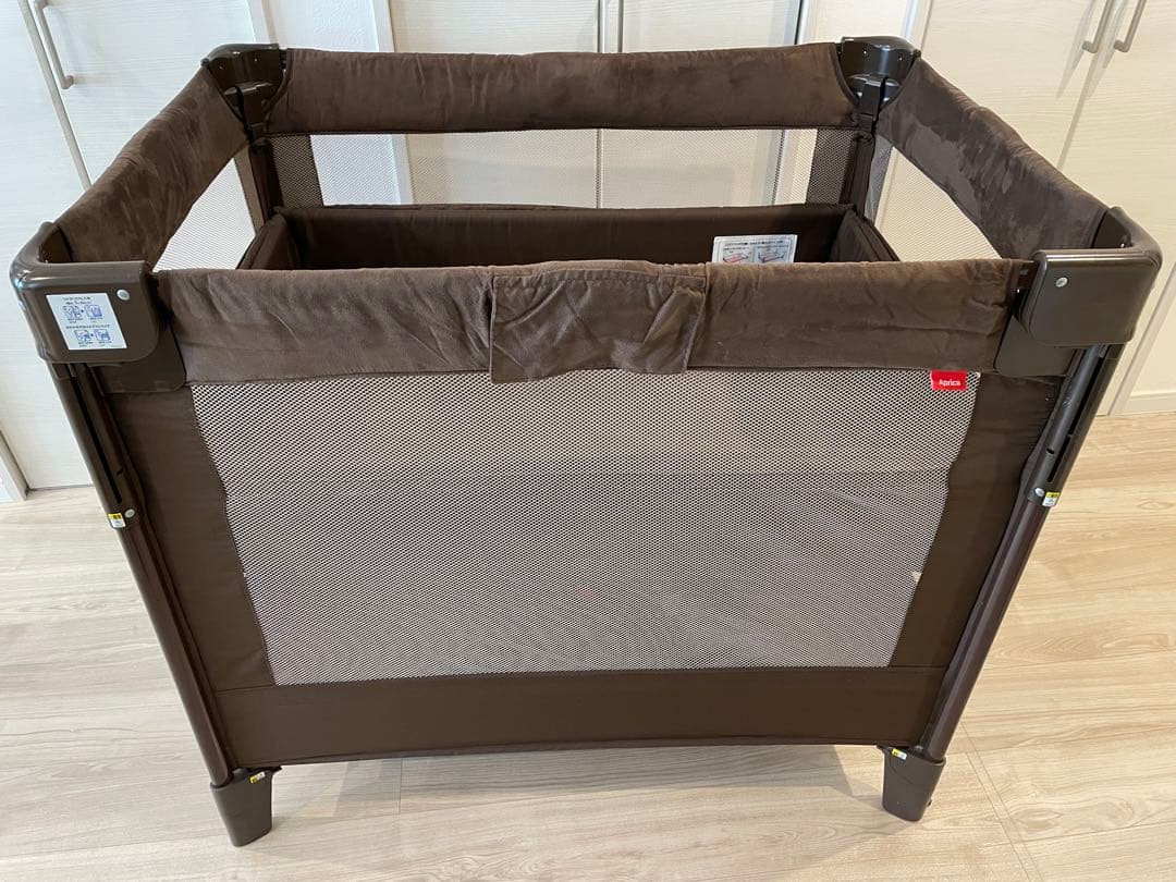 美品✨【Aprica/アップリカ】ココネルエアープラス ブラウン ベビーベッド