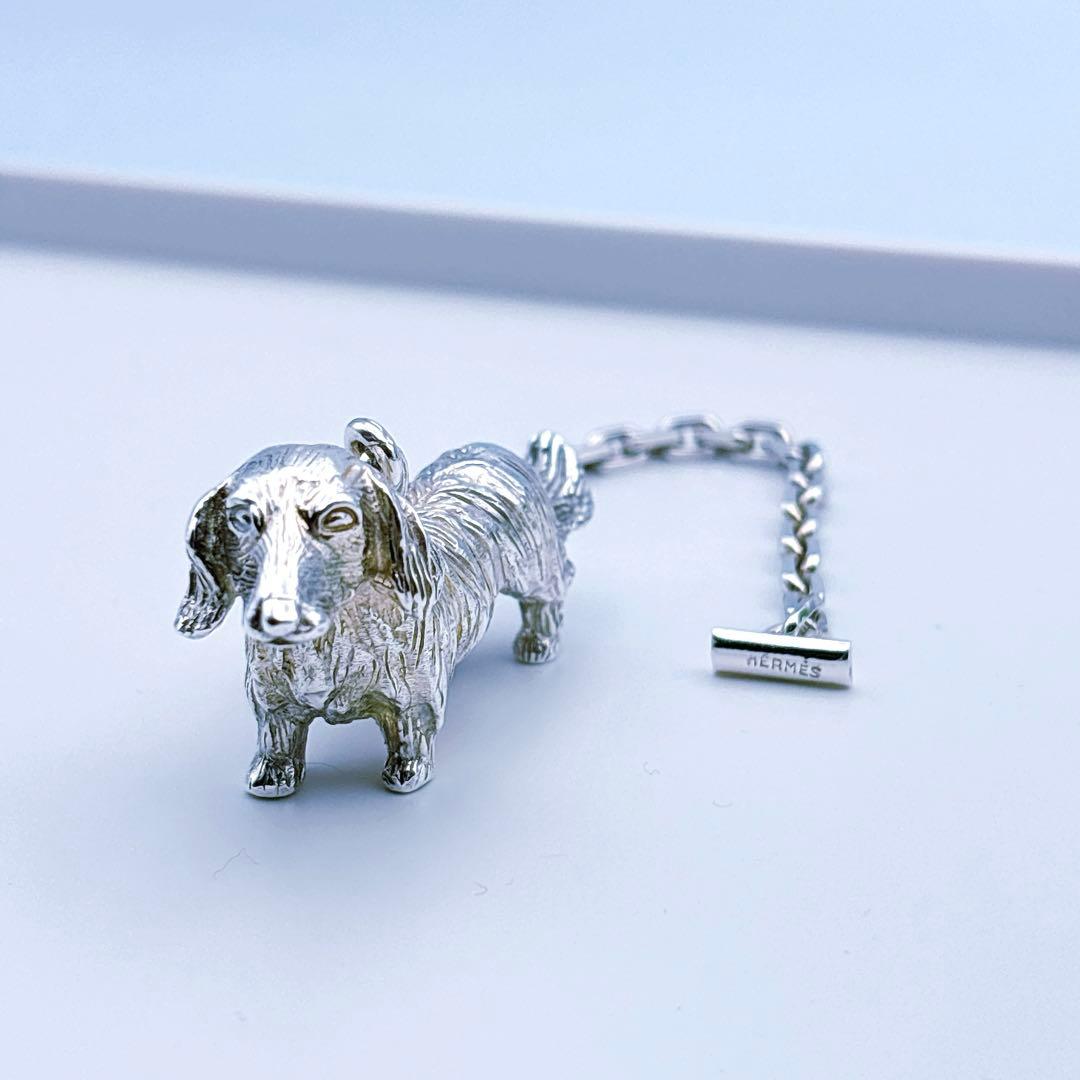 【希少】エルメス キーチェーン ドッグ キーホルダー ダックスフンド チャーム