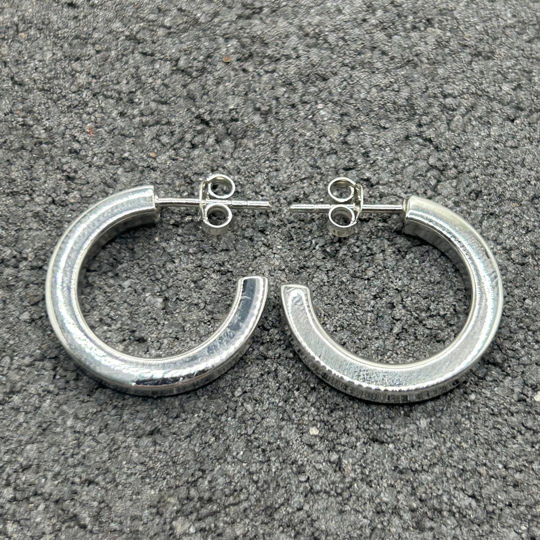 シルバー925 Silver 20mm フープピアス/軽研磨仕上げ/両耳