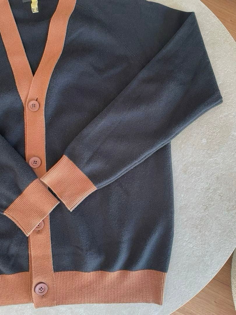 CABaN コットンカシミヤ バイカラーVネックカーディガン