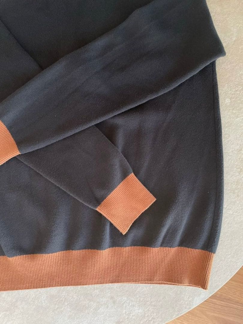 CABaN コットンカシミヤ バイカラーVネックカーディガン