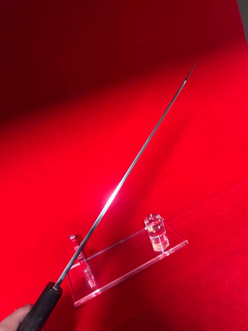 01561 包丁　剣型切付　尺　鬼反り　鏡面仕上げ　切味抜群　箱付　未使用品