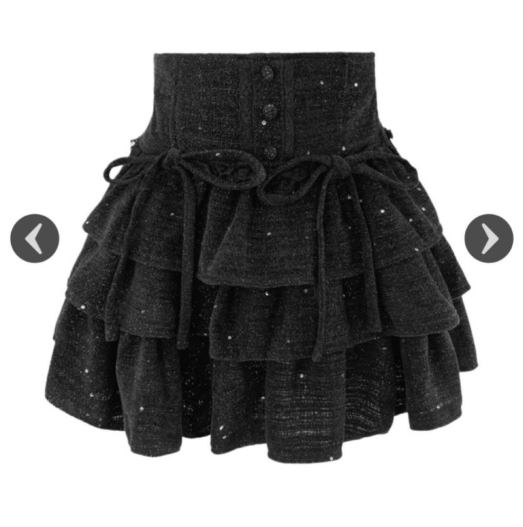 フリル付き黒ミニスカート ハニーミュウ