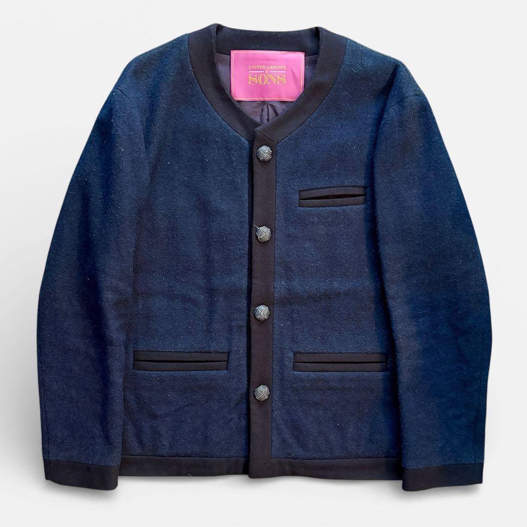 【小木氏着】UNITED ARROWS&SONS ノーカラージャケット サイズL