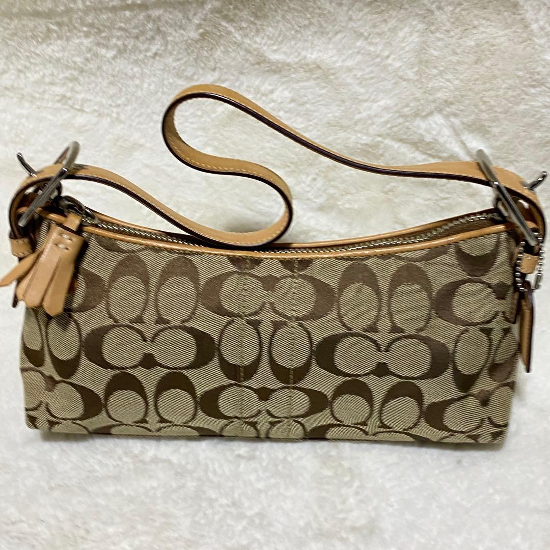 美品 coach アクセサリーポーチ　ワンショルダーバッグ　シグネチャー