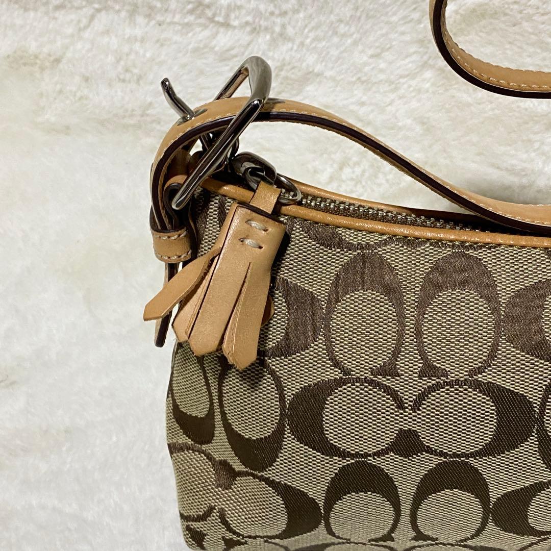 美品 coach アクセサリーポーチ　ワンショルダーバッグ　シグネチャー