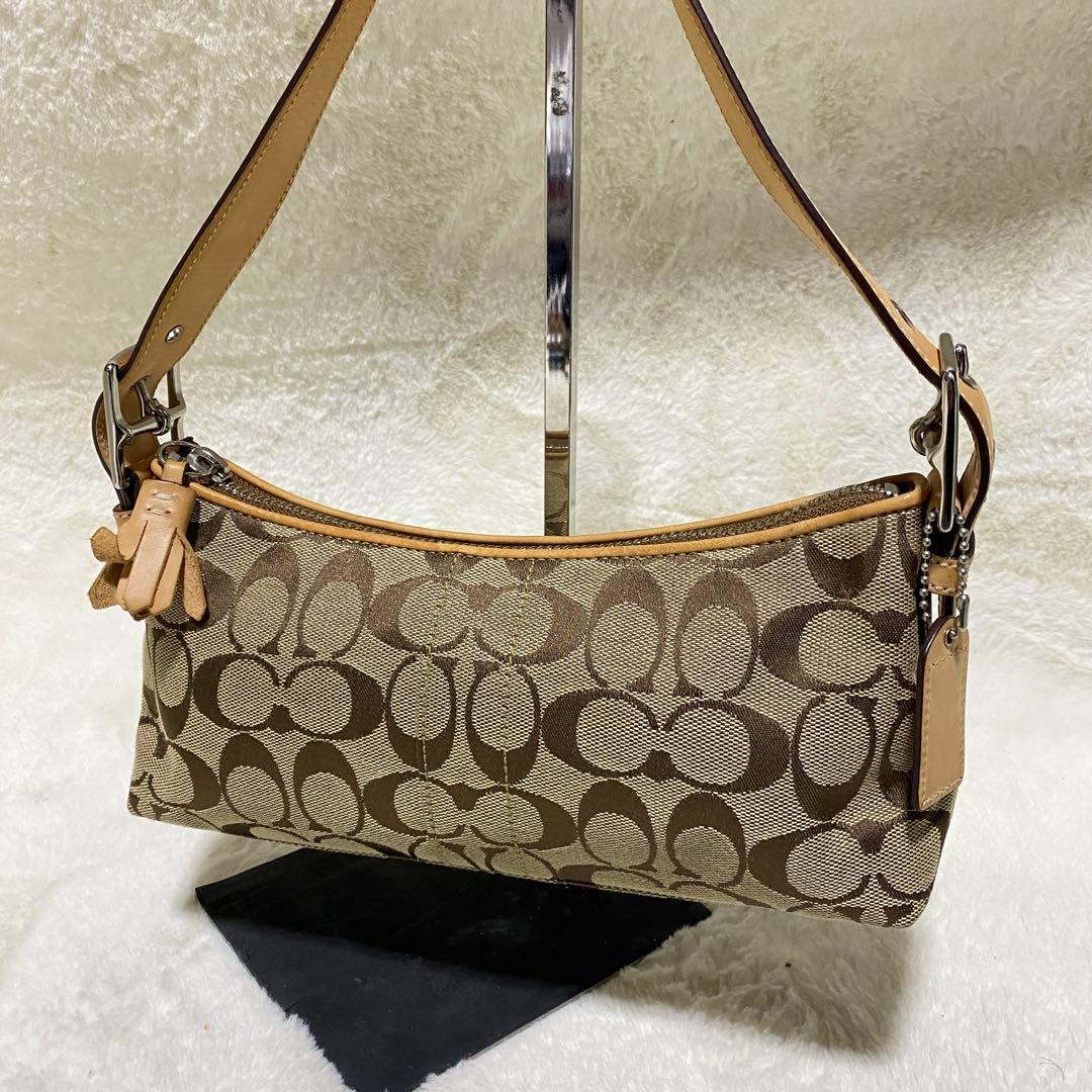 美品 coach アクセサリーポーチ　ワンショルダーバッグ　シグネチャー