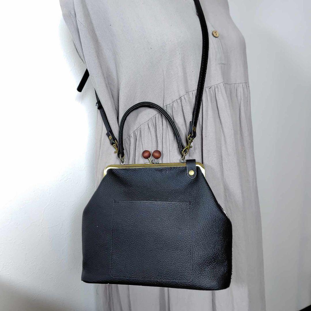 【専用】ミナペルホネン/rosyロージィーネイビー/木玉がま口ショルダー本