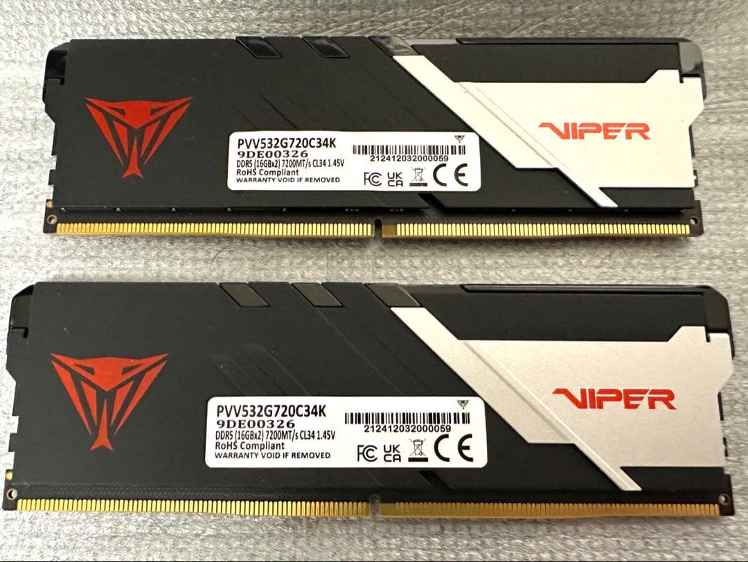 メモリー Viper DDR5 32GB (2X16GB) 7200MHz