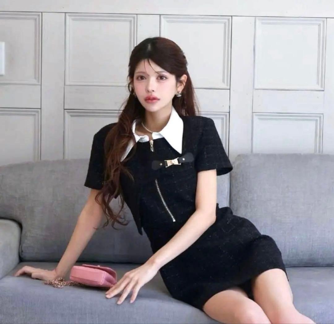 プ*。様 新品 Randy 襟付きツイードワンピース ドレス Mサイズ