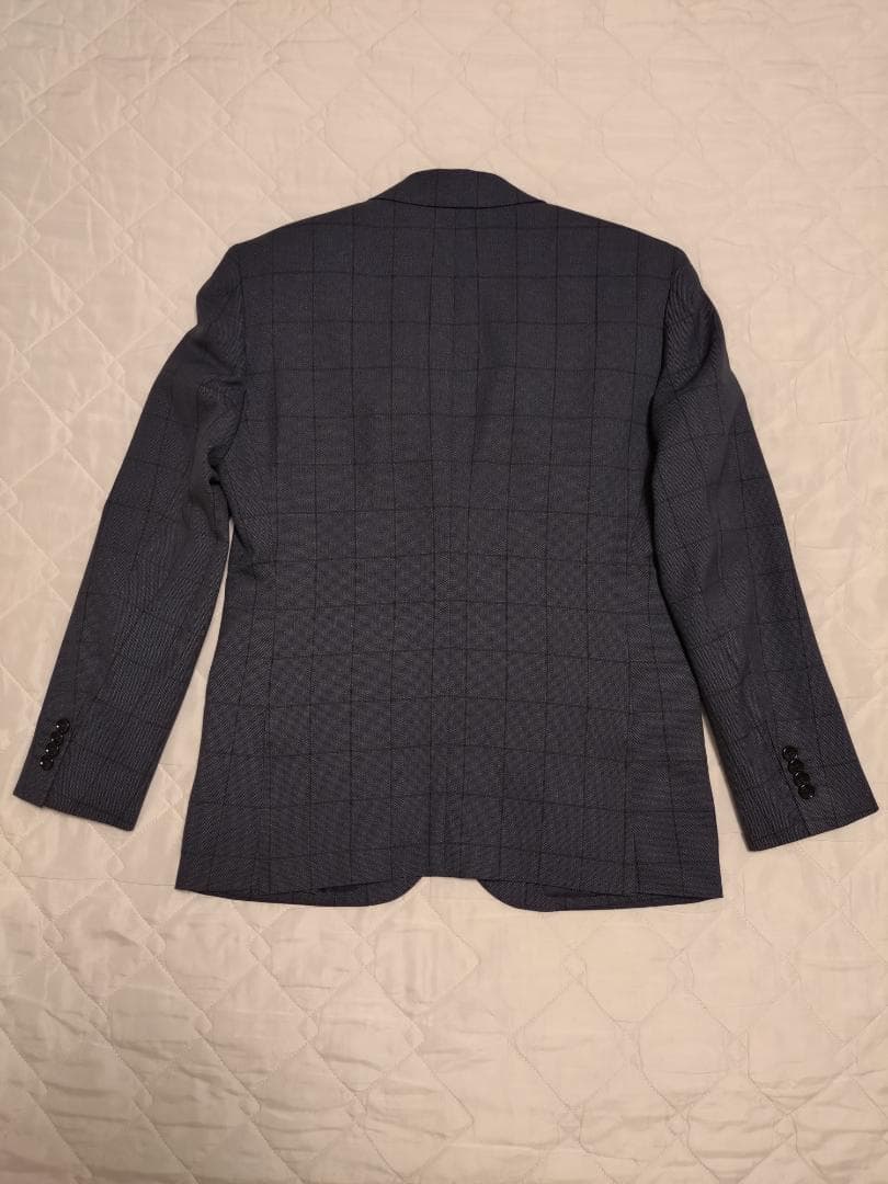 値下げ【未使用級】3ピース スリムスーツ ブルー ウィンドペン チェック AB5