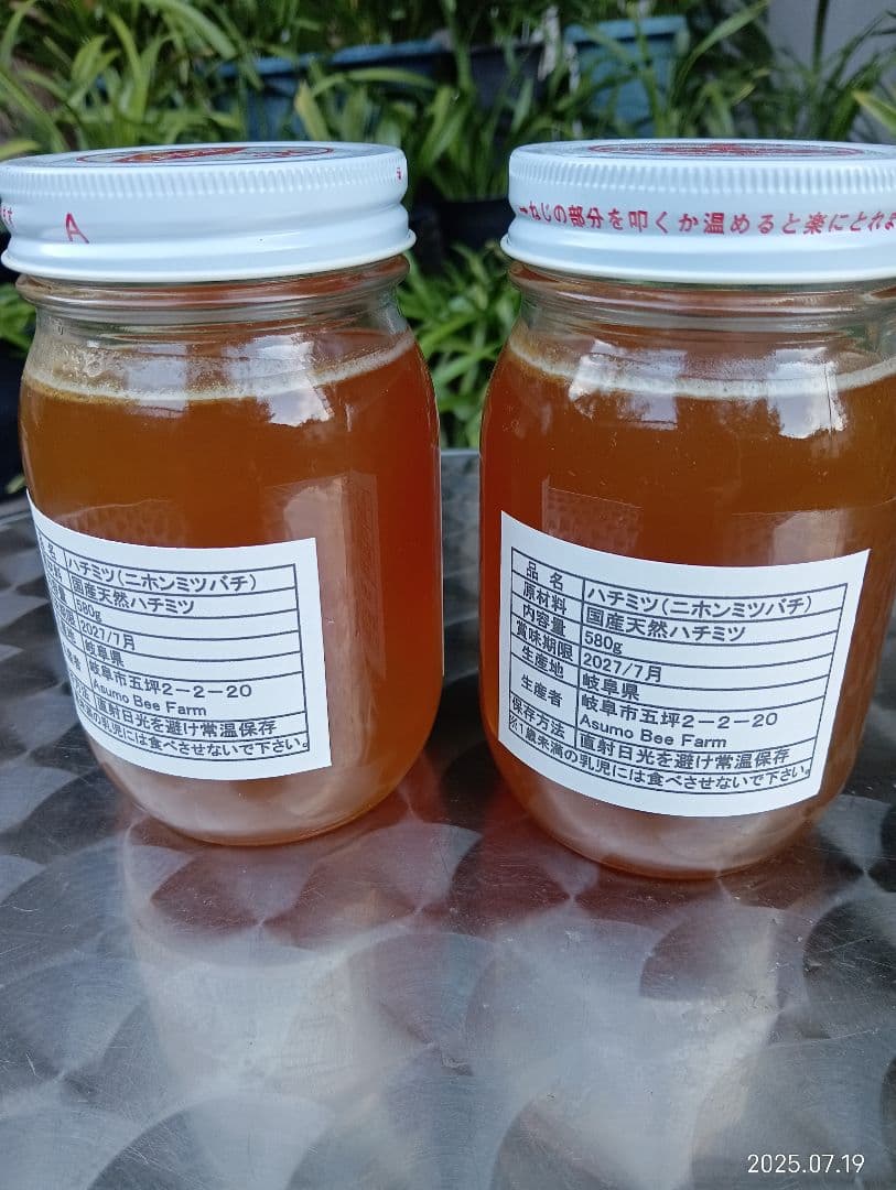 ｎ…です。　　ニホンミツバチの百花蜜　国産天然ハチミツ　580グラム　2本