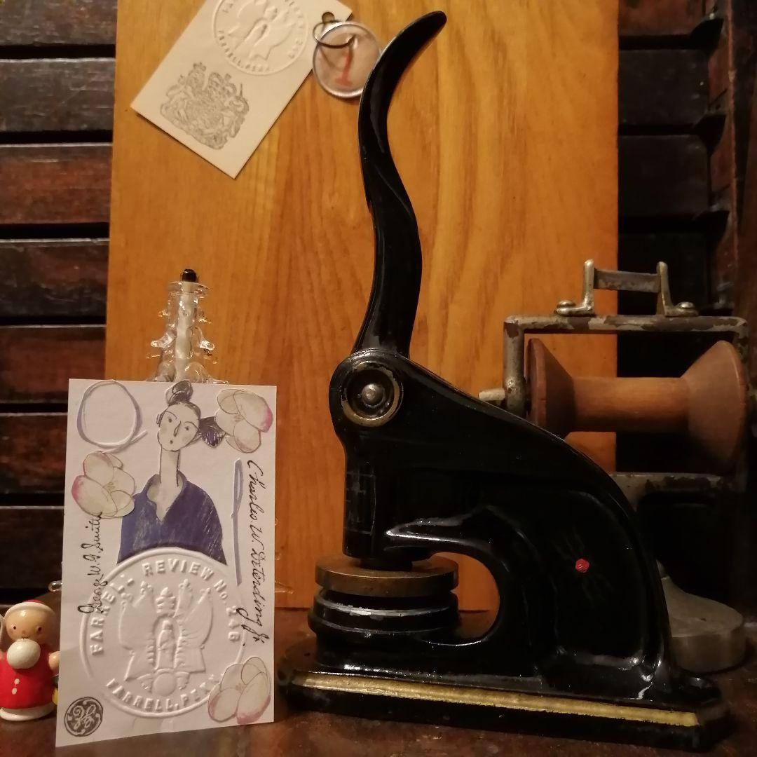 アメリカ製アンティーク エンボッサー☆スタンプ☆はんこ☆タグ☆ラベル文房具☆刻印