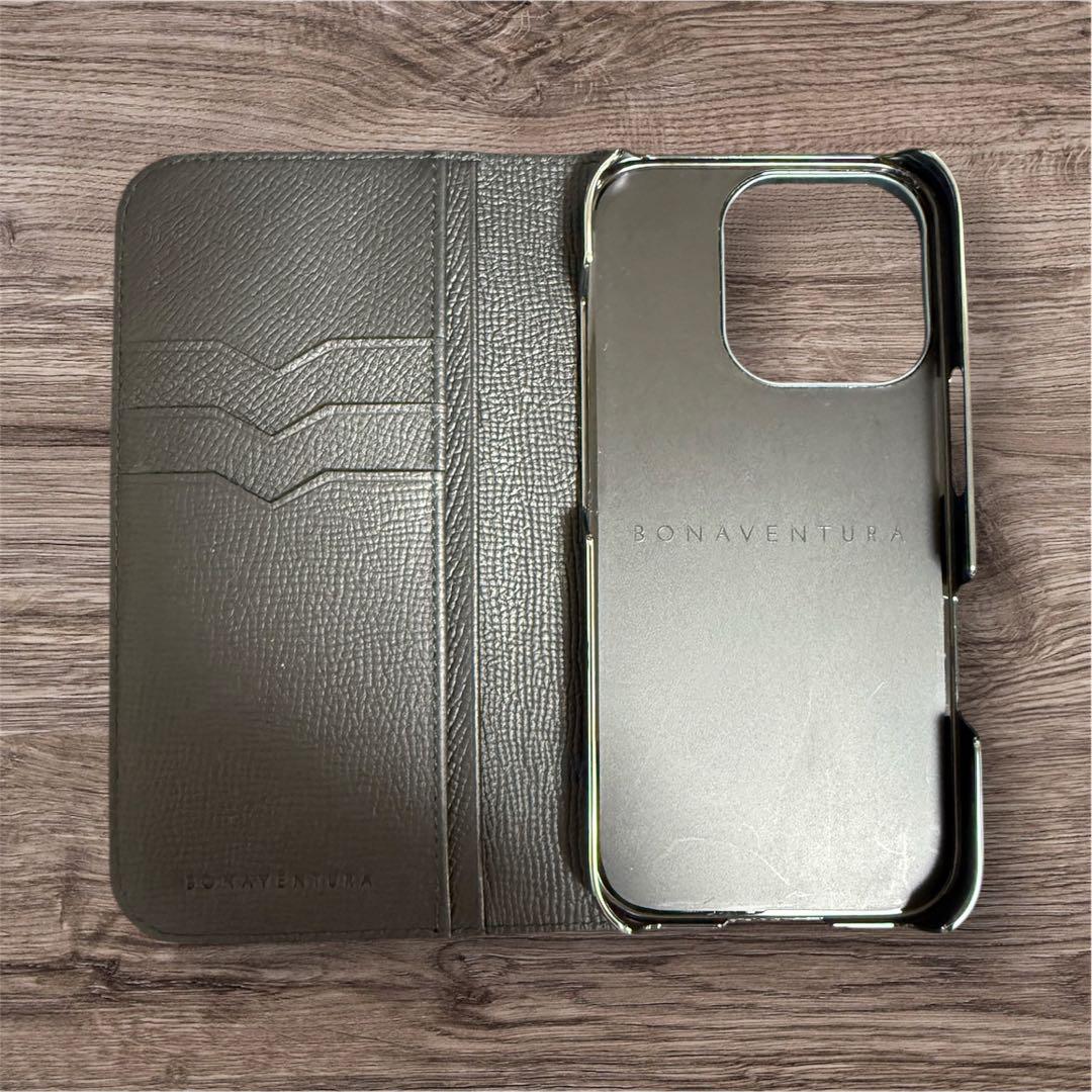 ボナベンチュラ iPhone 16 Pro用 ノービレレザー手帳型ケース（黒）
