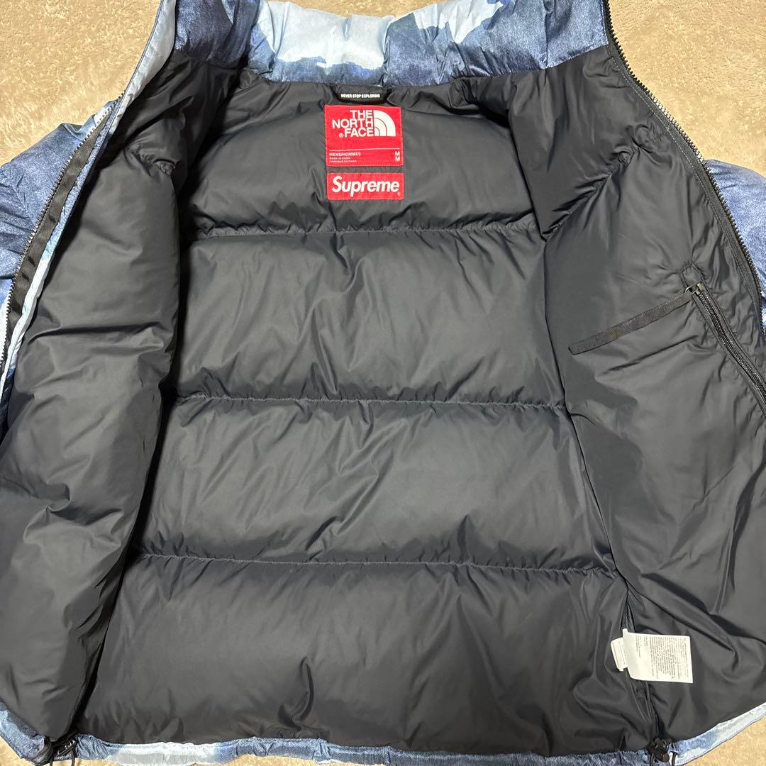 【North Face×Supreme】コラボ　ブリーチ加工ダウンジャケット　M
