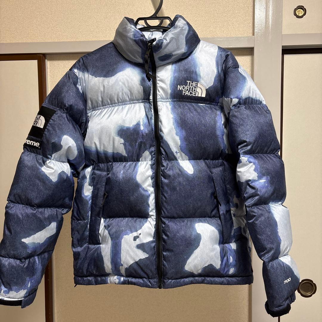 【North Face×Supreme】コラボ　ブリーチ加工ダウンジャケット　M