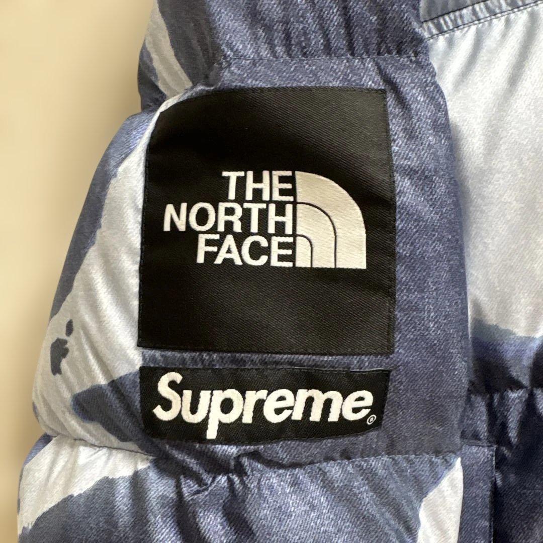 【North Face×Supreme】コラボ　ブリーチ加工ダウンジャケット　M