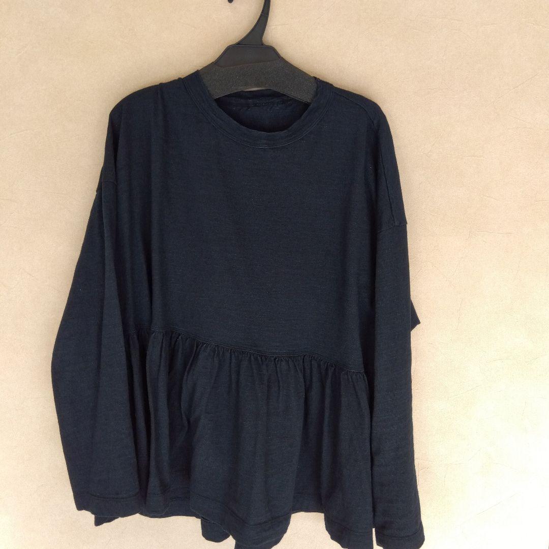 本日最終45R★天竺のフリルTシャツ（影色納戸）今季