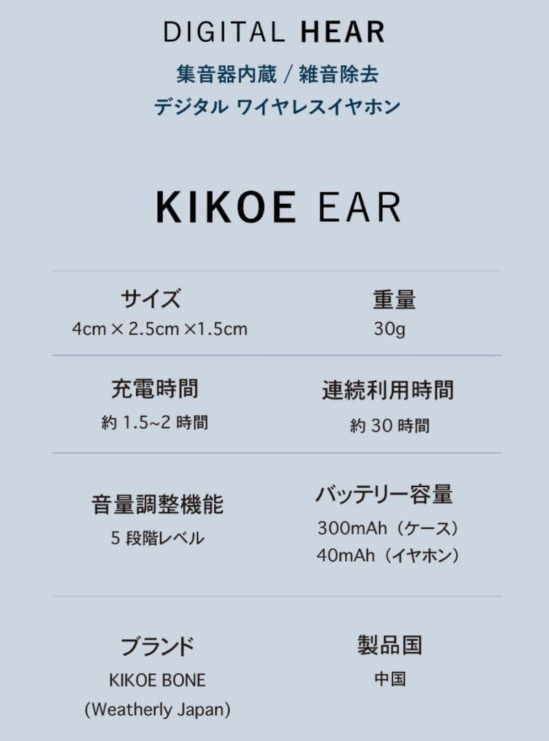 【お試し価格】AI搭載集音器イヤホン KIKOE EAR