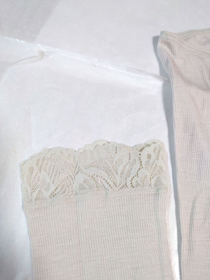 新品タグ付き 高級 ウール シルク レギンス ボトムス アイボリー S