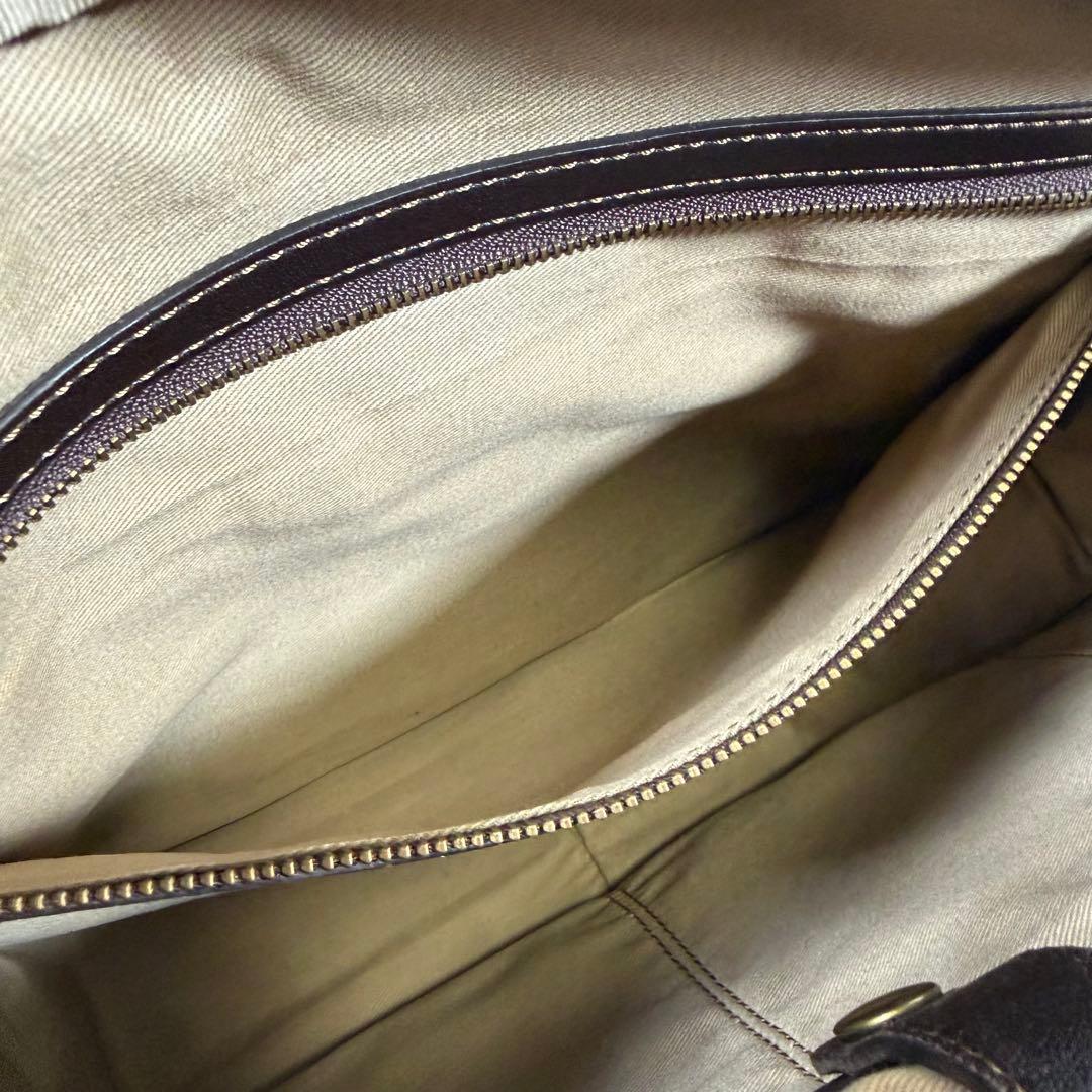 【美品】土屋鞄　ショルダーバッグ　タブラ　ターンロック　ダークブラウン　メンズ