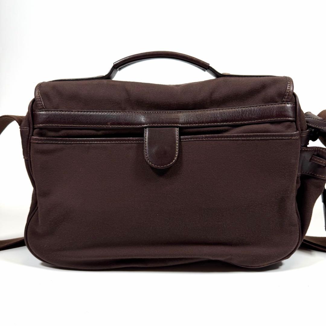 【美品】土屋鞄　ショルダーバッグ　タブラ　ターンロック　ダークブラウン　メンズ