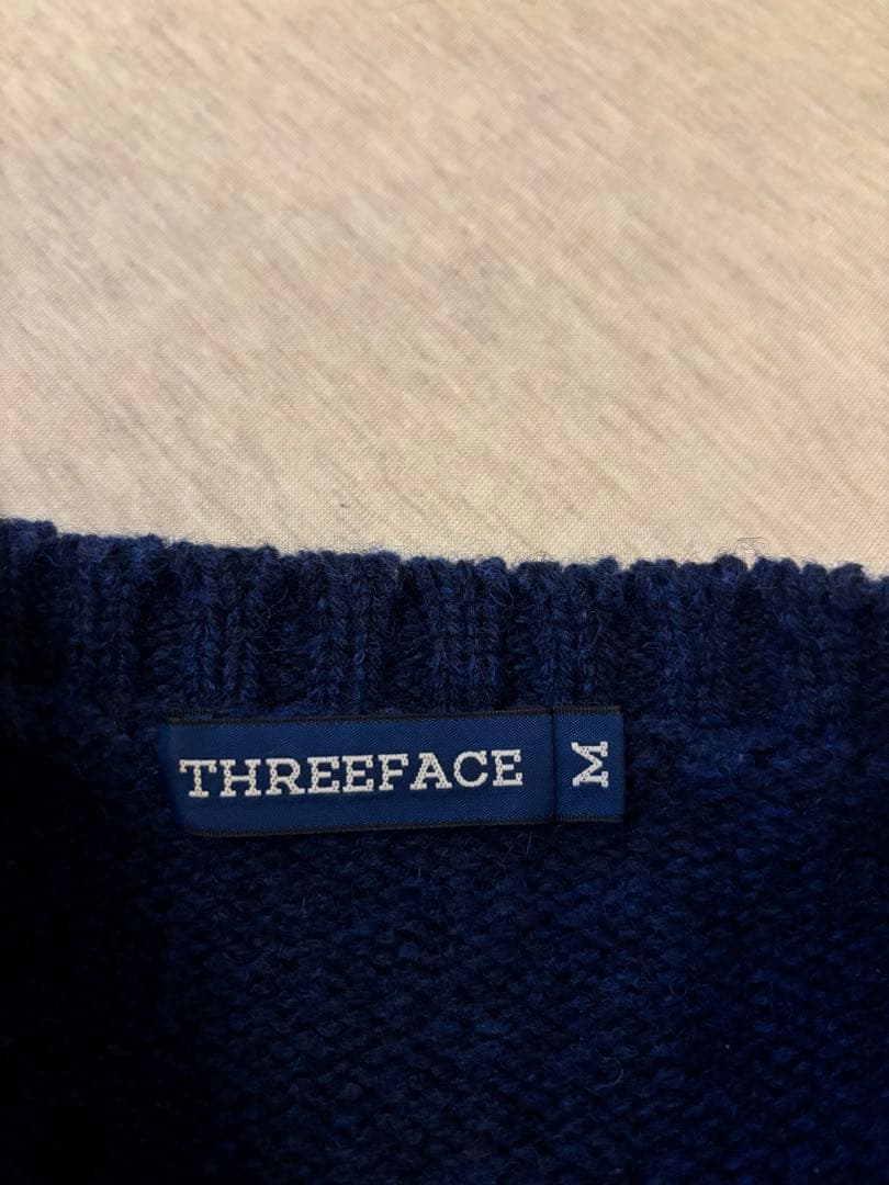 THREE FACE スターニット セーター ネイビー