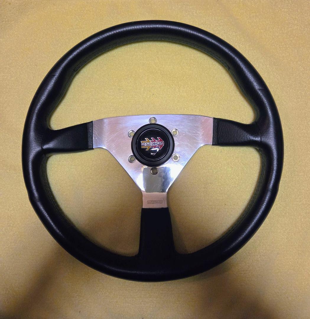 MOMO モモ ステアリング　ブラック　レザー 当時物　約34cm