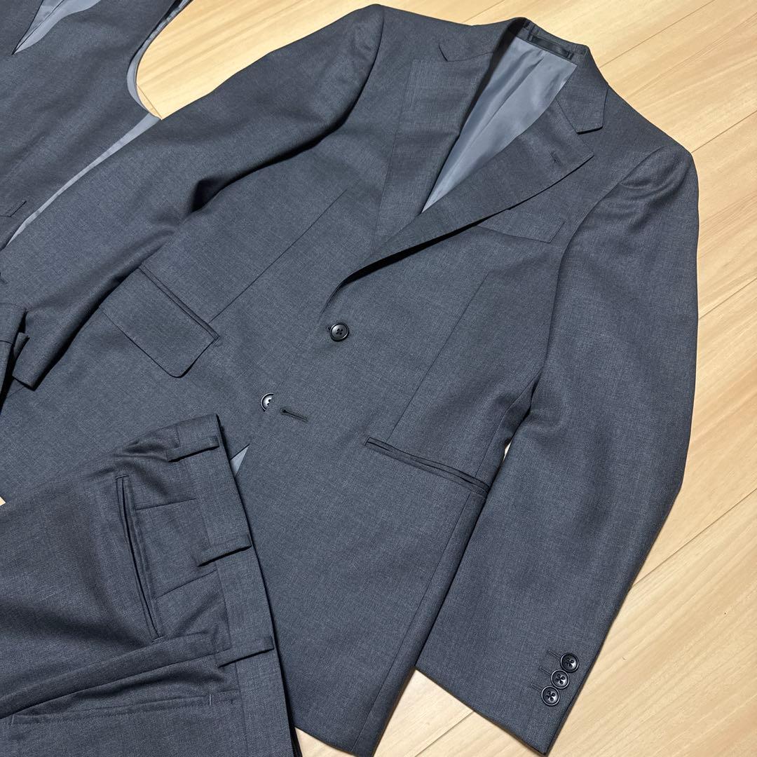 【美品】オーダースーツ スリーピース ダークグレー