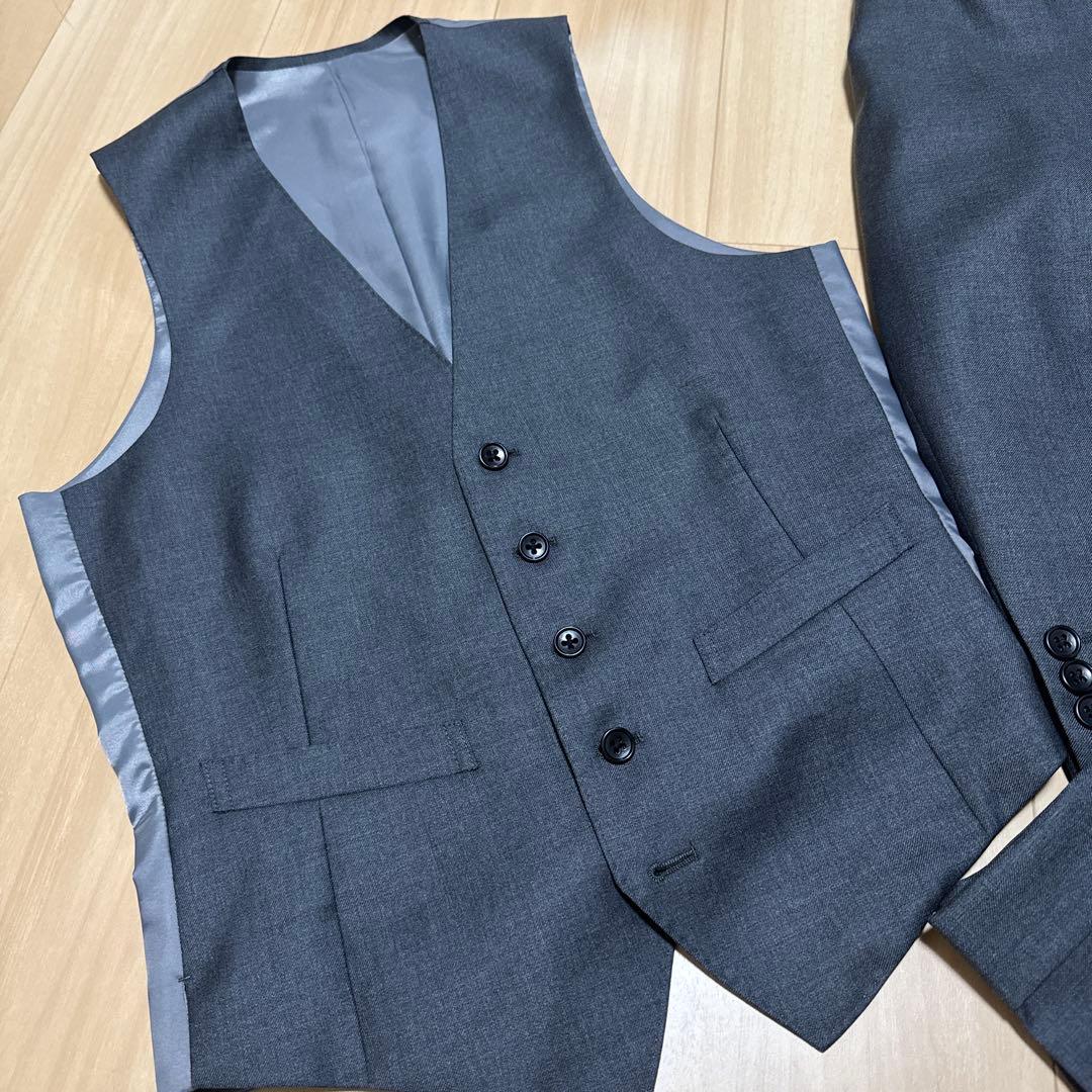 【美品】オーダースーツ スリーピース ダークグレー